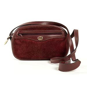 GUCCISHOULDER BAGEarly 80sBurgundy suede and ... 
