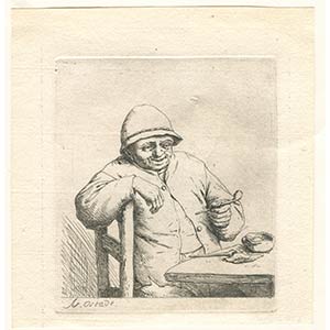 Adriaen van Ostade (1610-1685)Fumatore di ... 
