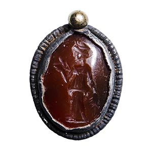 A roman silver pendant set with a carnelian ... 