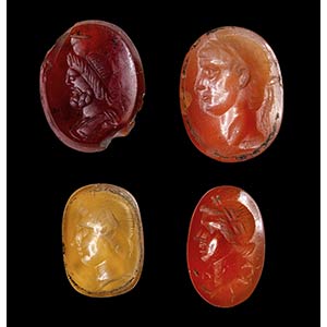 A group of 4 roman agate and carnelian ... 