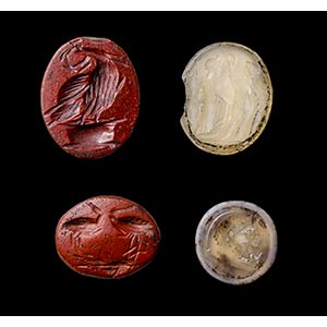 A group of 4 roman intaglios. Varia.2nd ... 