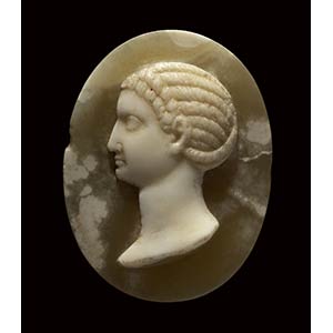 A two-layered agate cameo. Bust of a roman ... 