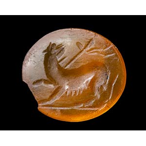 A roman carnelian intaglio. Panther with ... 