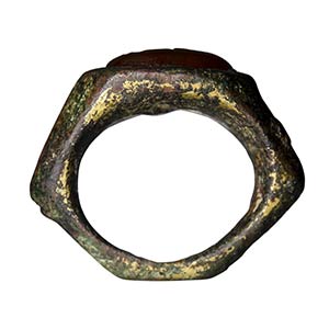 A roman bronze ring with carnelian ... 