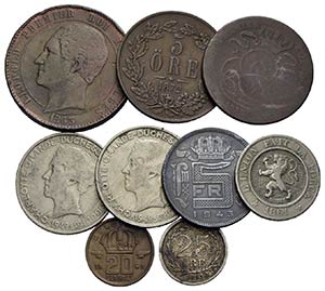 BELGIO - Lotto di 9 monete .. MB÷BB+