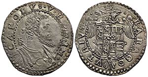 NAPOLI. Carlo V (1516-1556) . Mezzo ducato . ... 