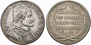 ROMA. Innocenzo XI (1676-1689). Piastra anno ... 