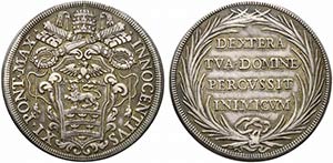 ROMA. Innocenzo XI (1676-1689). Piastra Ag ... 