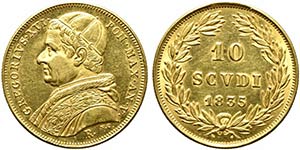 ROMA. Gregorio XVI (1831-1846). 10 scudi ... 
