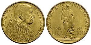 ROMA. Pio XI (1922-1939).100 Lire. 1933-34 . ... 