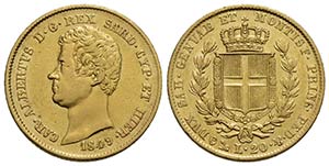 Carlo Alberto (1831-1849) . 20 Lire. 1849 G ... 