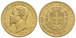 Vittorio Emanuele II (1849-1861) . 20 Lire. ... 