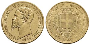 Vittorio Emanuele II (1849-1861) . 20 Lire. ... 