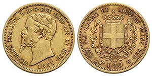 Vittorio Emanuele II (1849-1861) . 10 Lire. ... 