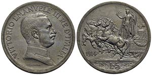Vittorio Emanuele III (1900-1943) . 5 Lire. ... 