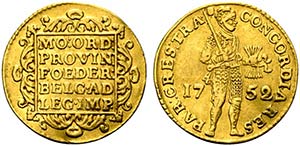 OLANDA. Trade Coinage. Ducato 1752 Au (3.37 ... 