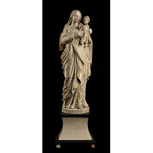 Carved ivory carving depicting Virgin and ... 