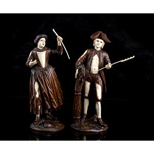 German carved ivory and wood figures - ... 
