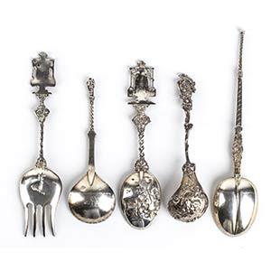 Four silver spoons and one silver ... 