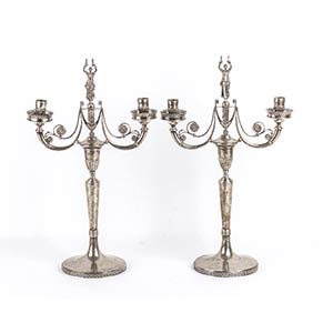 Pair of Italian silver candelabra - Florence ... 