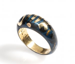 Gold and silver band ring, mark of FIDIA ... 