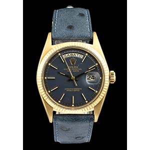 ROLEX DAY-DATE gold wristwatch, 1965 blu ... 