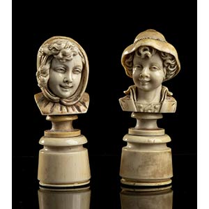 Pair of French ivory carvings - late 19th ... 