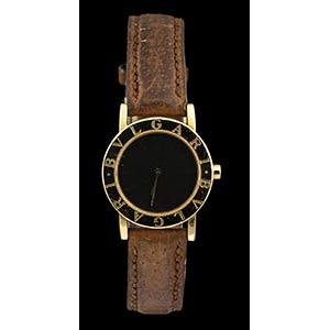 BULGARI gold wristwatch, 1990sBlack dial ... 
