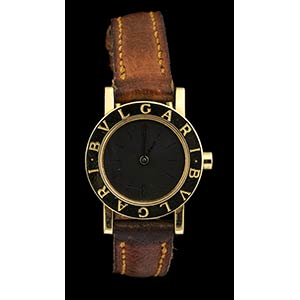 BULGARI gold wristwatch, 1980sblack dial ... 