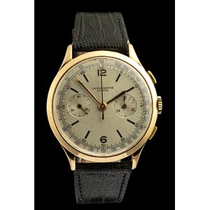 CHRONOGRAPHE gold wristwatchsilver dial with ... 