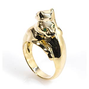 Gold emerald onyx ring, mark of CARTIER 18k ... 