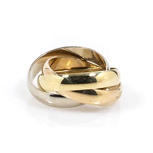 Gold ring, mark of CARTIER 18k rose, yellow ... 