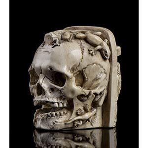 German ivory Vanitas with skull and the ... 