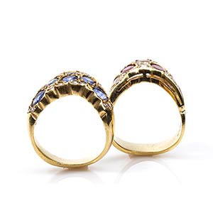Pair of gold, rubies, sapphires ... 