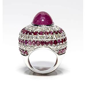 Gold, diamonds and rubies ring 18k ... 