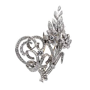 Gold and diamonds brooch 18K white gold, ... 