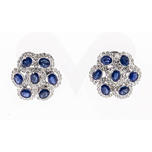 Gold diamonds and sapphires earrings 18k ... 