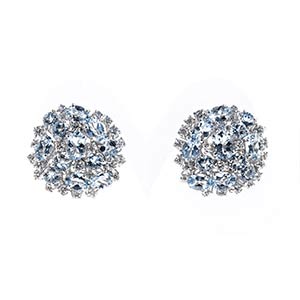 Gold aquamarine and diamond earrings 18k ... 