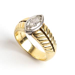 Diamond band ring, mark of ANSUINI ROMEtwo ... 