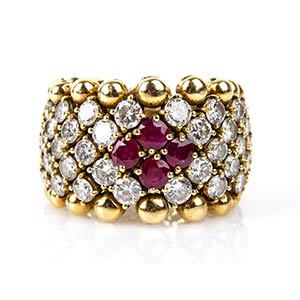 Gold, rubies and diamonds ring 18k ... 