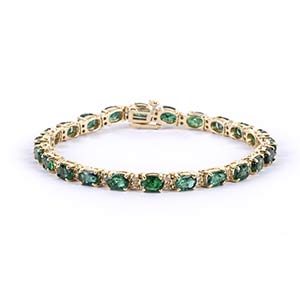 Gold and emeralds tennis bracelet 14k yellow ... 