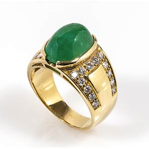 Gold, emerald and diamonds ring18k yellow ... 