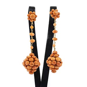 Gold and coral earrings18k yellow ... 