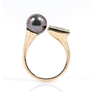 Tahiti pearl and diamond ring 18 ... 