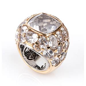 Rrocky crystal pavé gold ring18k white and ... 