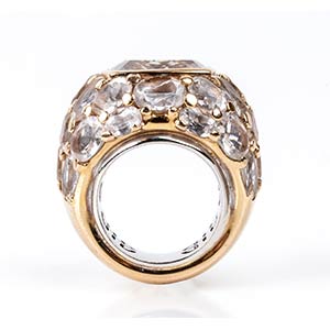 Rrocky crystal pavé gold ring18k ... 