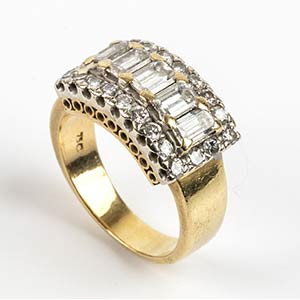 Diamonds band gold ring 18k gold two color ... 