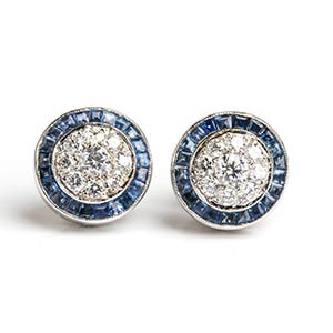 Diamonds and sapphires gold earrings - ... 