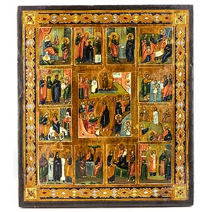 Russian icon of the Twelve Feasts - 19th ... 
