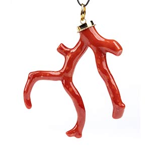 Gold and Mediterranean coral pendant18k ... 